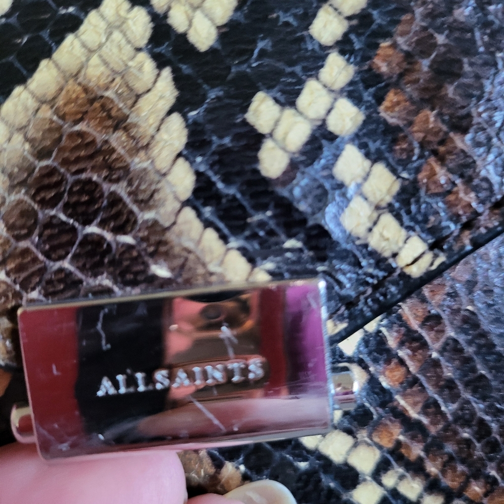 All Saints Brown And Black Python Print Clutch Wi… - image 3